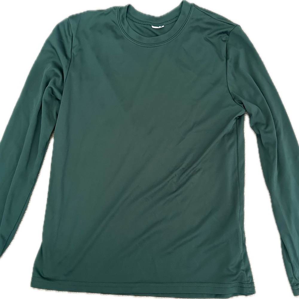 Kids Long Sleeve Green Dri Fit Shirt